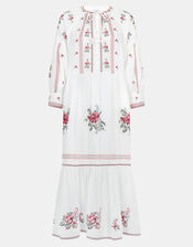 Floral Embroidered Maxi Dress, Ivory (IVORY), large