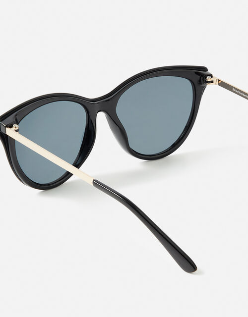 Mya Metal Arm Cateye Sunglasses, Black (BLACK), large