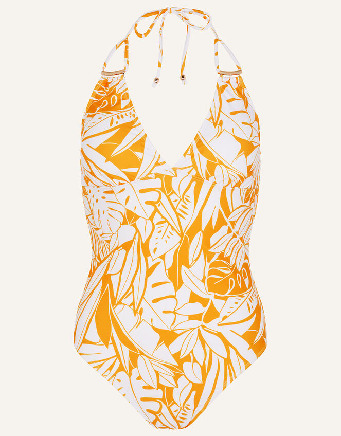 Palm Print Swimsuit, Yellow (YELLOW), large