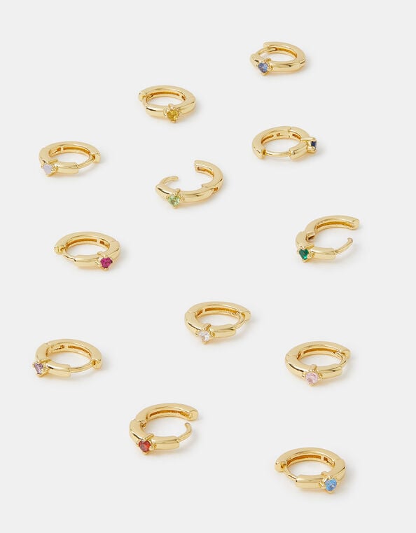 4-Pack 14ct Gold-Plated Birthstone Celestial Earrings, Gold (GOLD), large