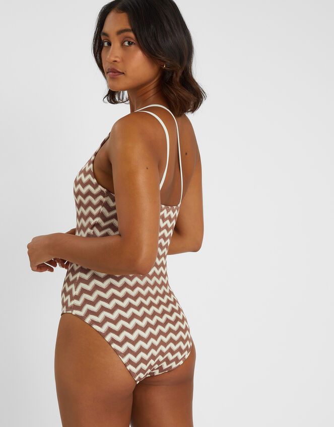 Crochet One-Shoulder Swimsuit, Natural (NATURAL), large