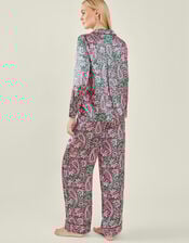 Paisley Satin Long Pyjamas Set, Teal (TEAL), large