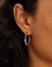 Gemstone Hoop Earrings Blue, , large
