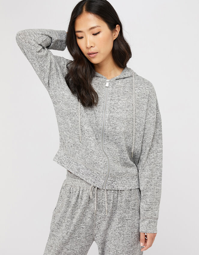 Grey Marl Zip Hoody, Grey (GREY), large