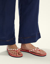 Shell Seagrass Flip Flops, Orange (CORAL), large