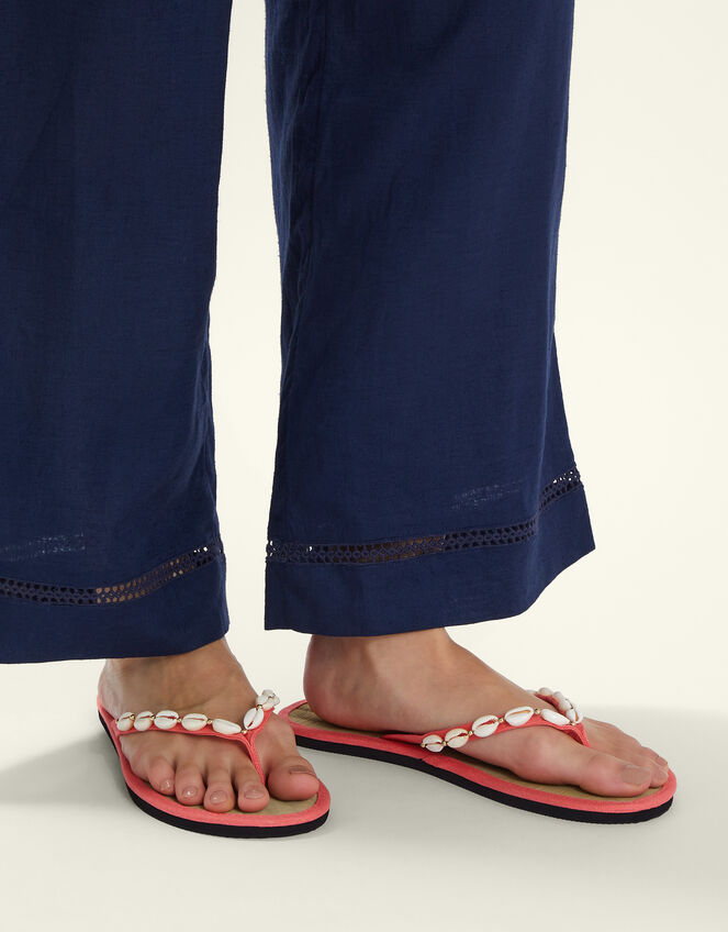 Shell Seagrass Flip Flops, Orange (CORAL), large