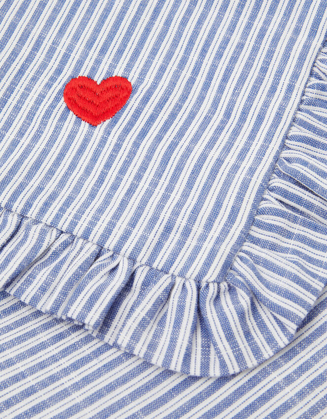 Embroidered Heart Stripe Cushion Cover, , large