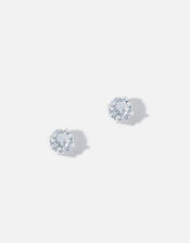 Sterling Silver Round Cut Solitaire Earring Set, , large