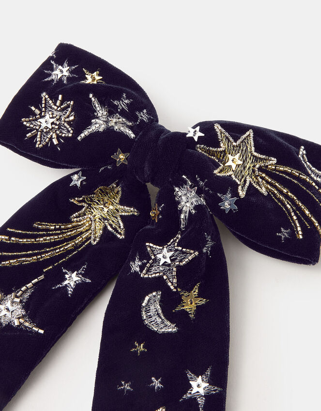 Shooting Star Beaded Bow Barrette Hair Clip, , large