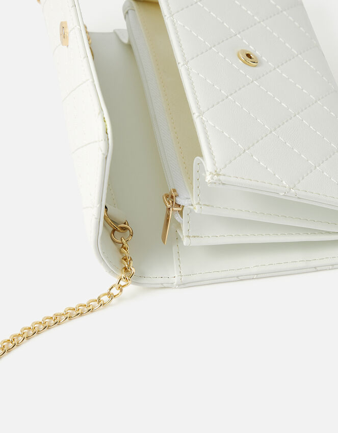 Quilted Mini Purse Bag, White (WHITE), large