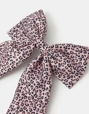 Girls Leopard Print Bow Barrette Hair Clip, , large