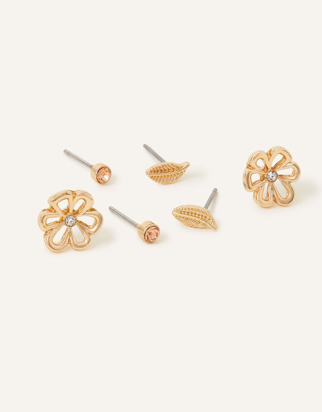 Nature Stud Earrings Set of Three, , large