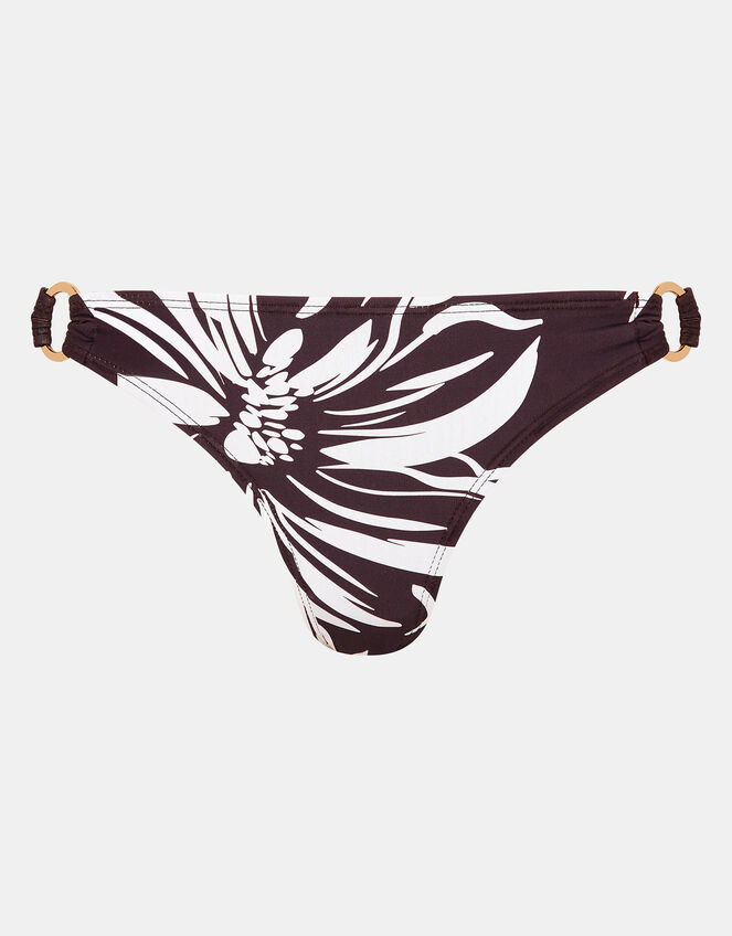 Floral Print Bikini Bottoms, Brown (BROWN), large