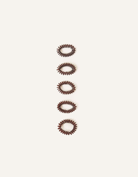 5x Telephone Hair Ponies Brown, Brown (BROWN), large