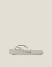 Embellished Flip Flops, Silver (SILVER), large