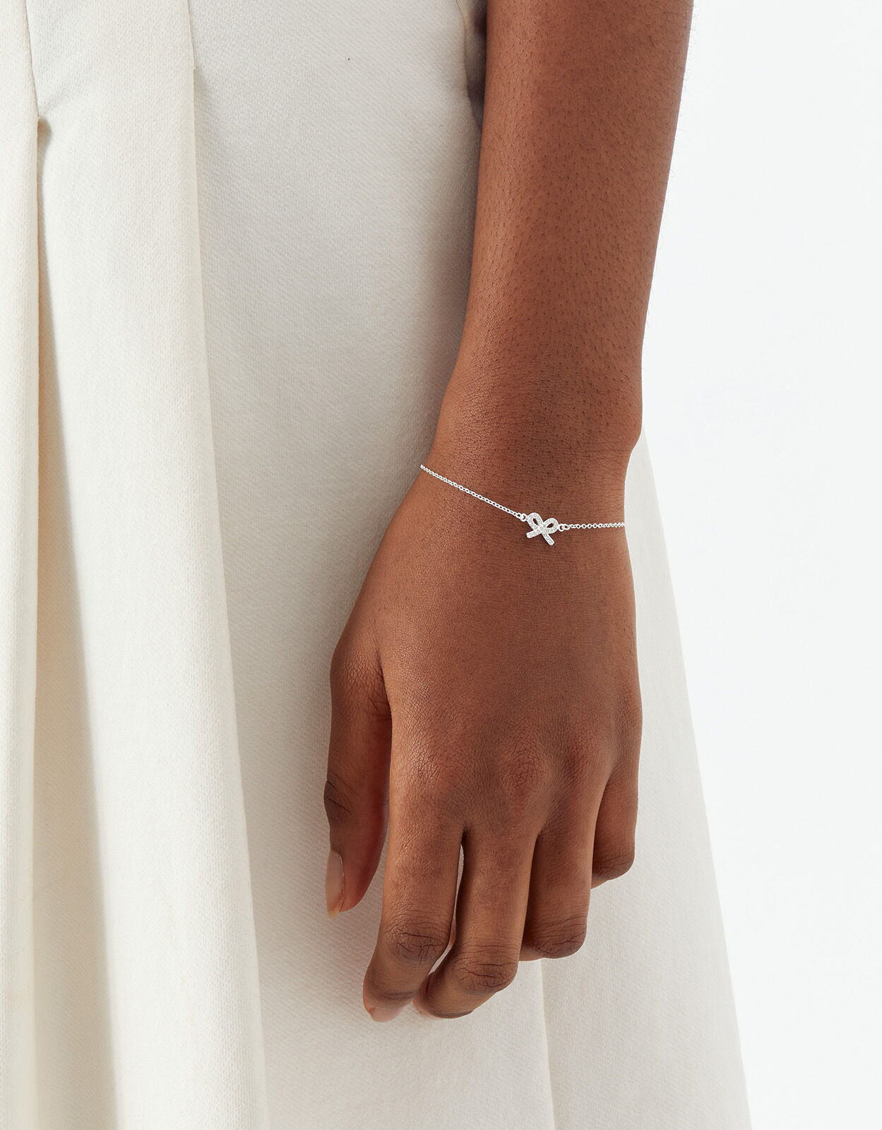 Sterling Silver Sparkle Bow Bracelet