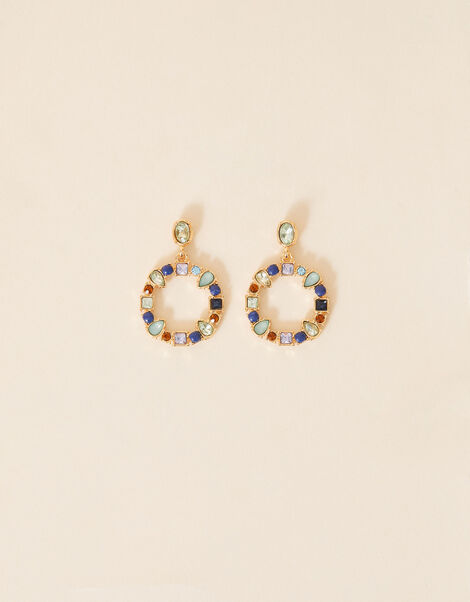 Eclectic Stone Circle Short Drop Earrings, , large