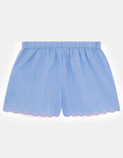 Girls Butterfly Flower Chambray Shorts, Blue (BLUE), large