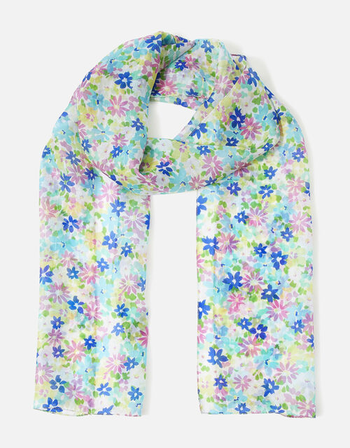 Floral Silk Classic Scarf, , large