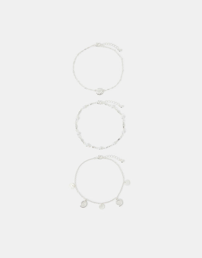 3-Pack Shell Charm Anklets, , large