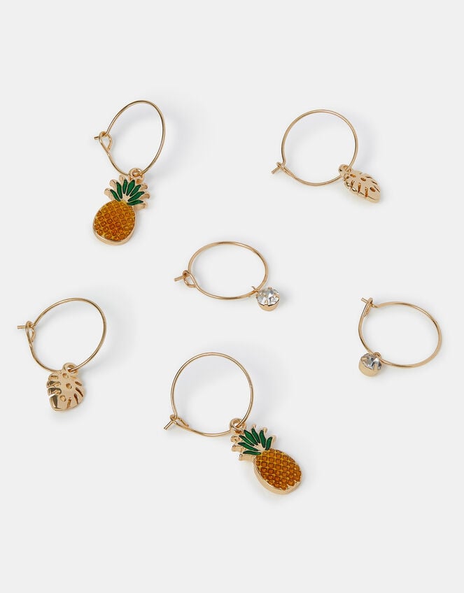 3-Pack Tropical Charm Hoop Earrings, , large