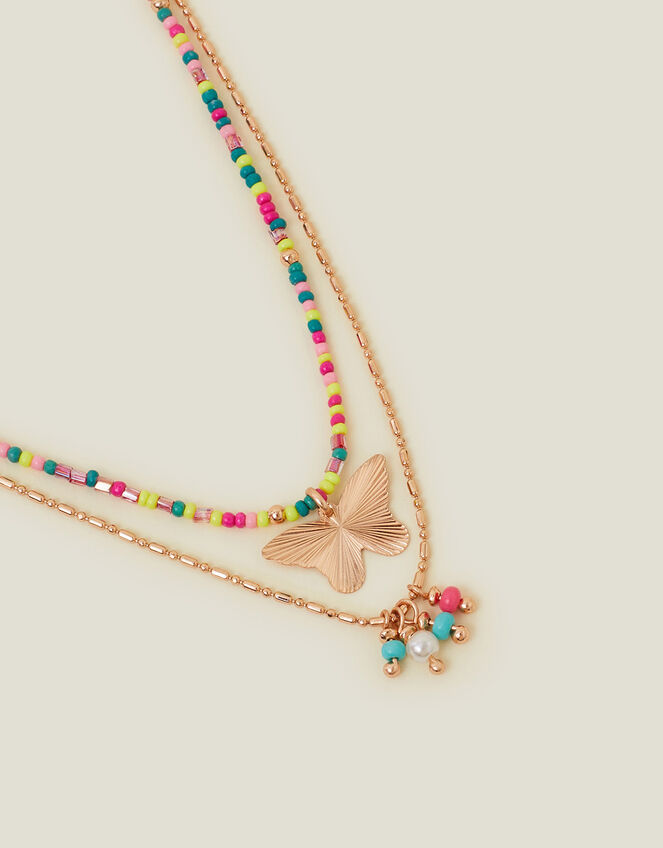 Girls Layered Butterfly Necklace, , large