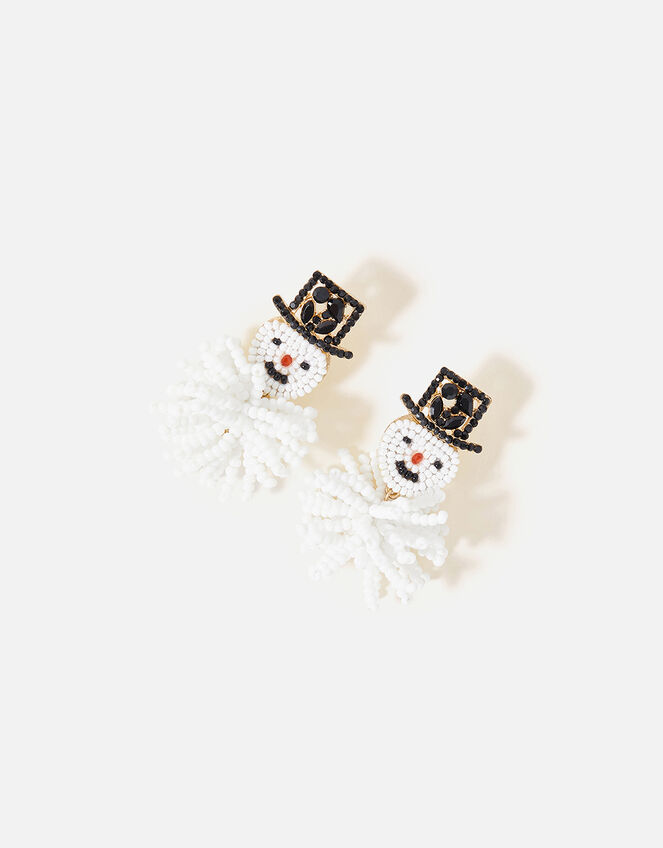 Beaded Snowman Earrings, , large