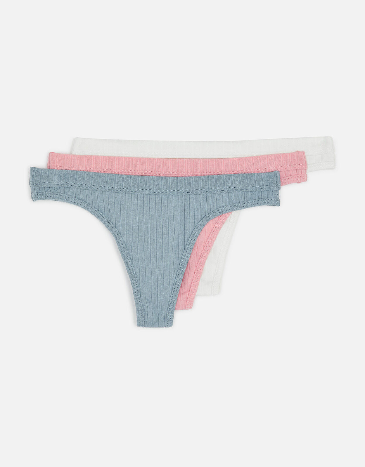 Ribbed Thongs Set of Three Multi Knickers Panties