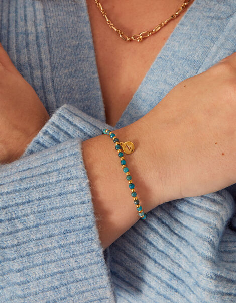 14ct Gold-Plated Healing Stone Apatite Bead Bracelet, , large