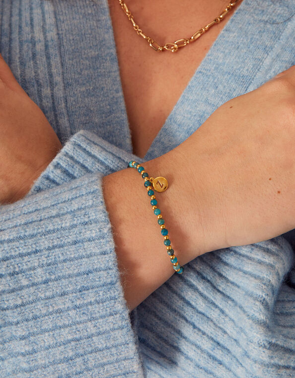 14ct Gold-Plated Healing Stone Apatite Bead Bracelet, , large