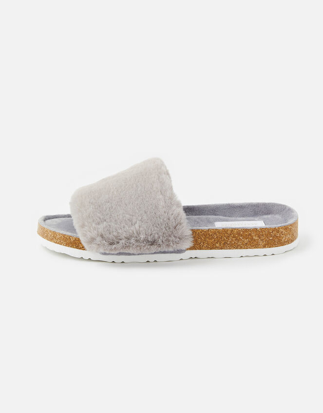 Symone Fluffy Slider Slippers Grey Slippers Accessorize UK