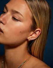 14ct Gold-Plated Flower Circle Stud Earrings, , large