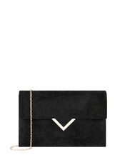 Natalie Suedette Clutch Bag, Black (BLACK), large