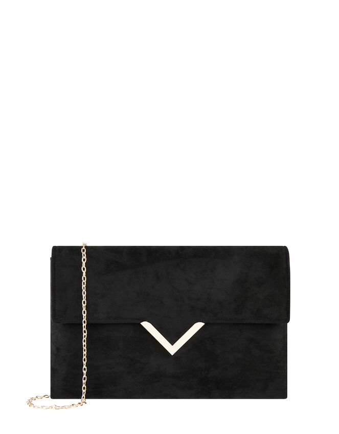 Natalie Suedette Clutch Bag, Black (BLACK), large