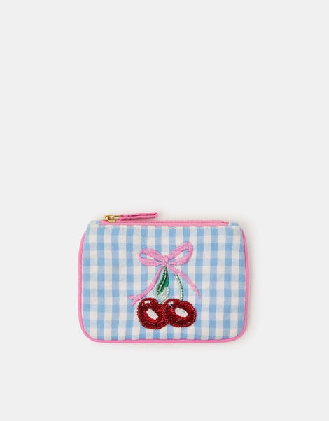 Girls Cherry Gingham Purse, , large