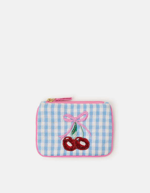 Girls Cherry Gingham Purse, , large