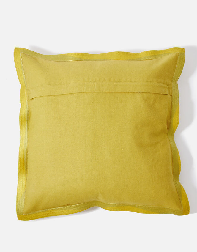 Embroidered Wide Edge Cushion Cover, Yellow (YELLOW), large