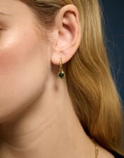 14ct Gold-Plated Chalcedony Drop Hoop Earrings, , large