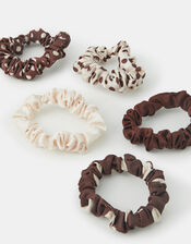 5-Pack Polka Dot Satin Hair Scrunchies, , large