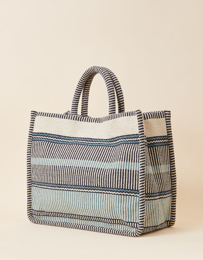 Stripe Woven Large Handheld Bag, , large