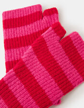 Stripe Knit Wrist Warmers, , large
