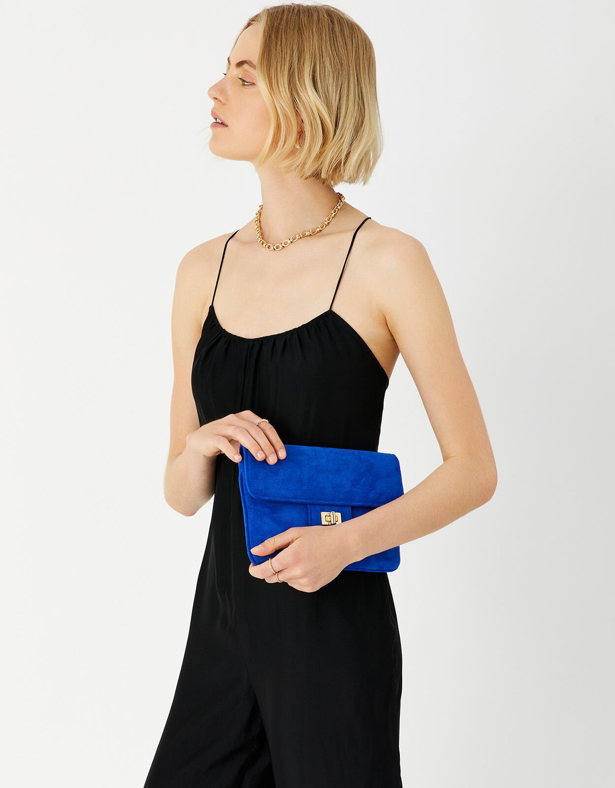 Cobalt blue suede clutch bag 2025