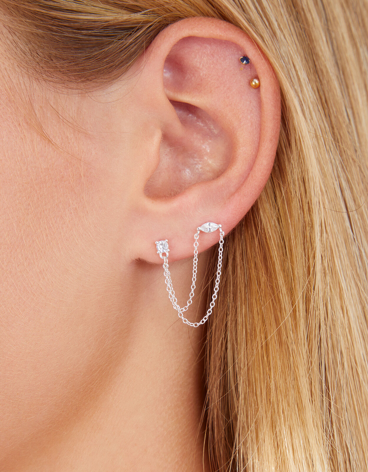 Sterling Silver Sparkle Chain Earrings