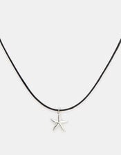 Starfish Pendant Cord Necklace, Silver (SILVER), large