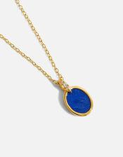 Gold-Plated Lapis Lazuli Healing Stone Necklace, , large