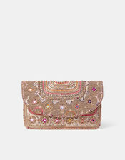 Bead Mirror Embellished Clutch Bag, , large