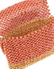 Wooden Bead Cross-Body Bag, Orange (CORAL), large