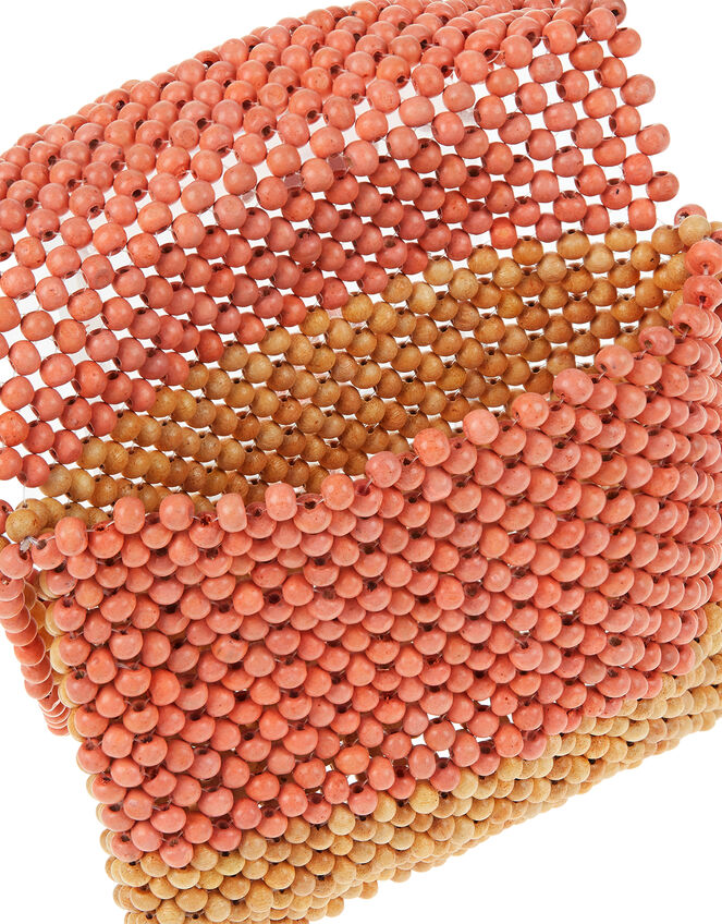 Wooden Bead Cross-Body Bag, Orange (CORAL), large