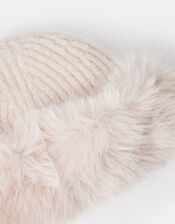 Faux Fur Trim Beanie Hat, , large