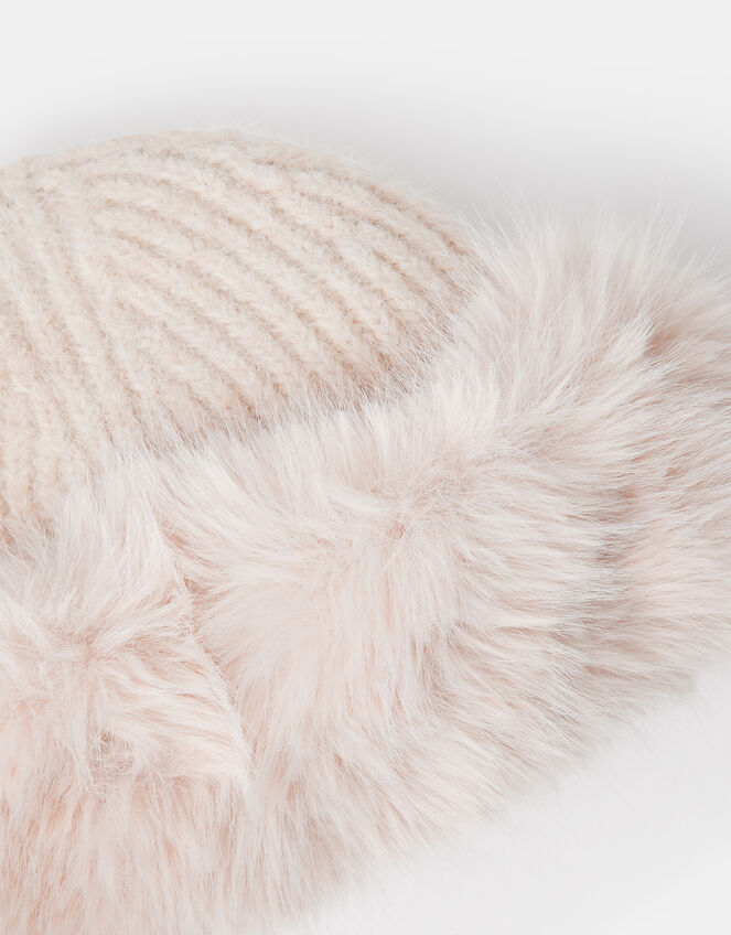 Faux Fur Trim Beanie Hat, , large
